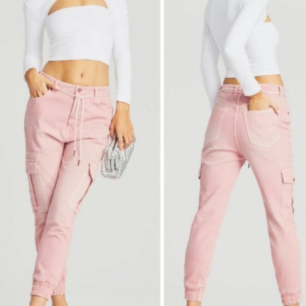 SER.O.YA VERONICA DENIM CARGO JOGGER in VINTAGE BLUSH